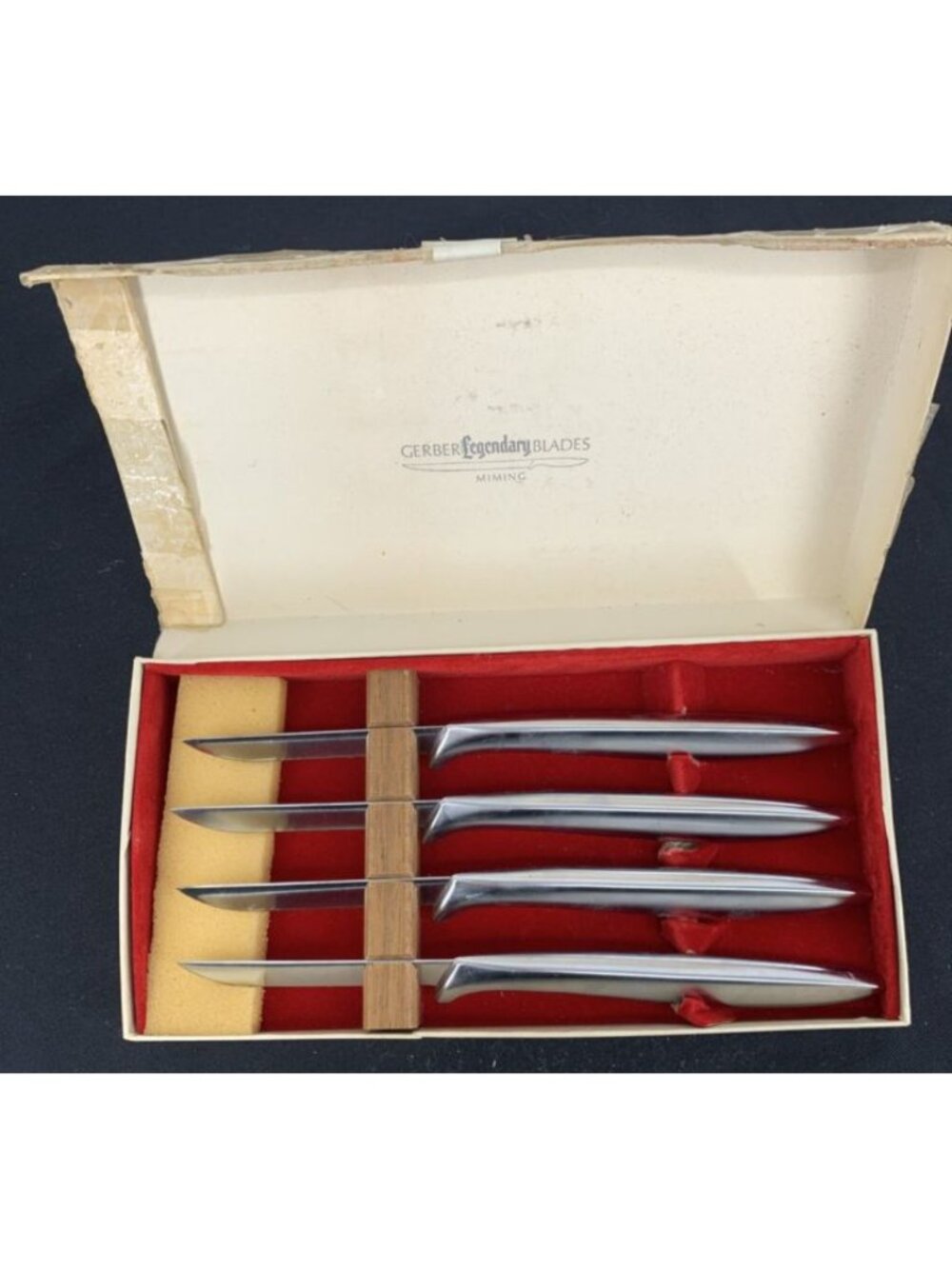 Gerber Miming Steak Knives Legendary Blades Steel Set Of 4 Original Box